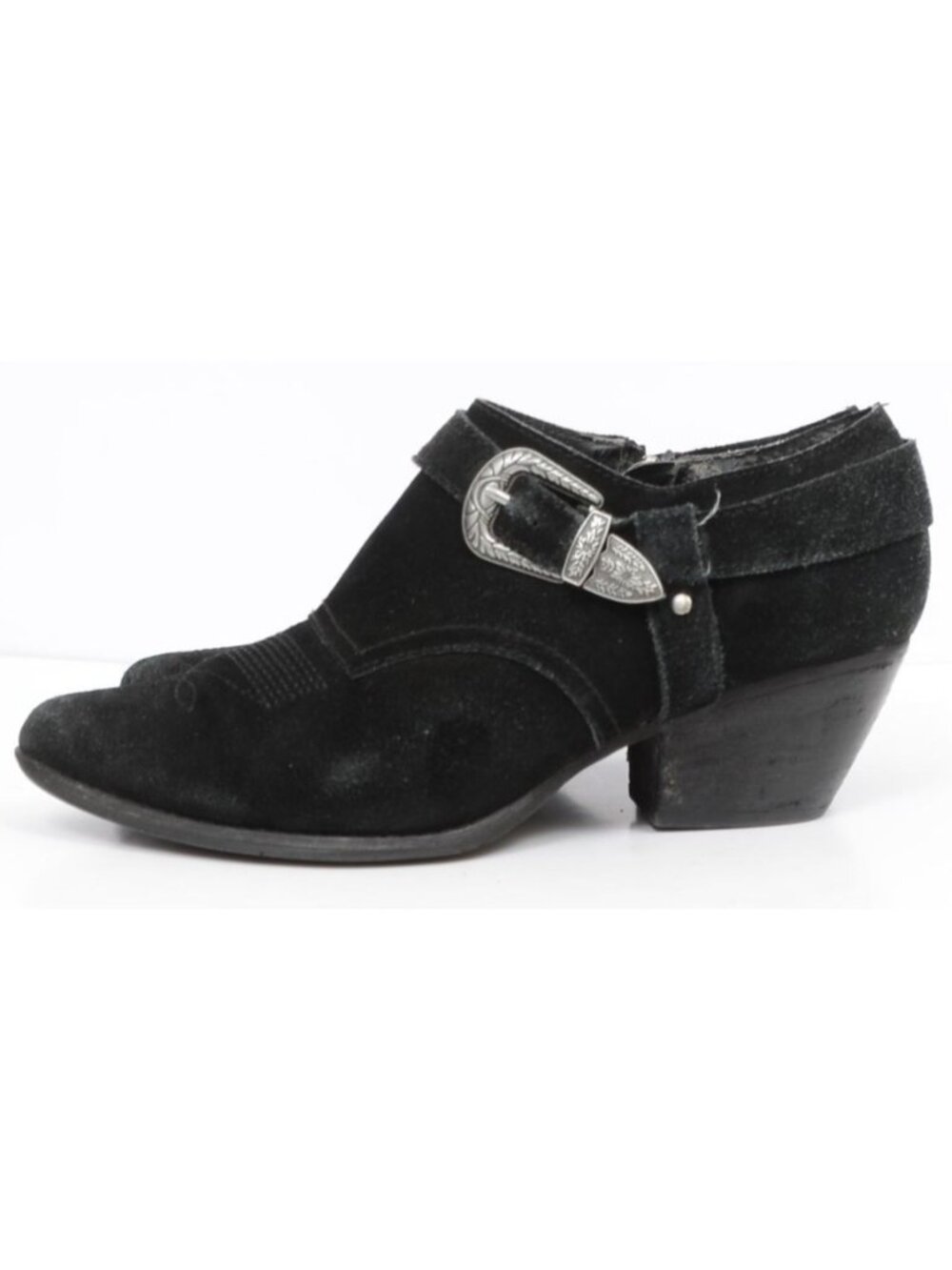 Reba Barrel Women's 10 Black Suede Western Cowgirl Rocker Biker Bootie Shootie
